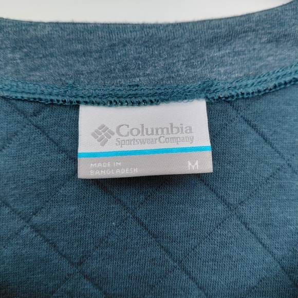 Columbia M Teal Quilted Pullover Henley Sweater - Picture 2 of 3